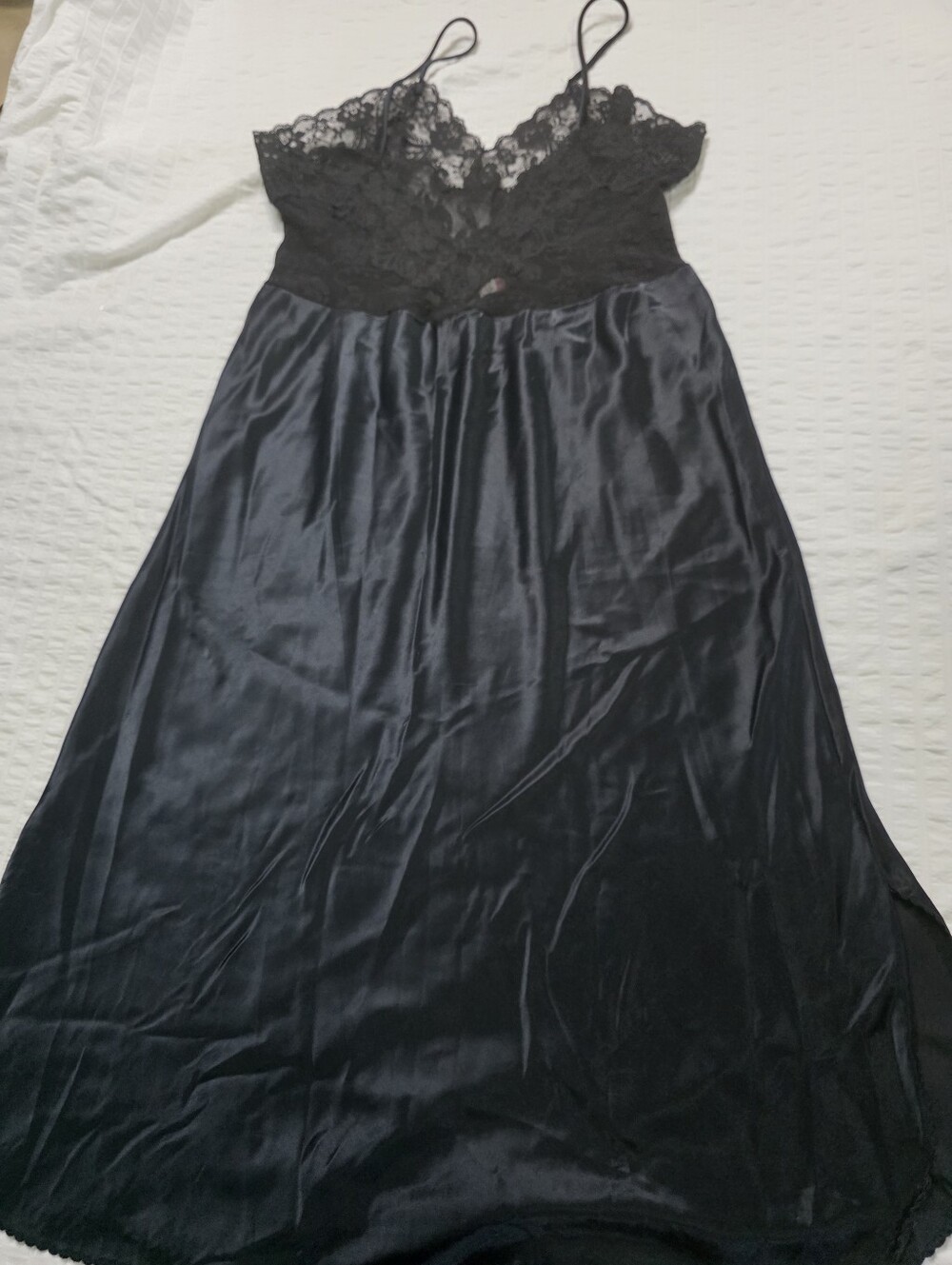 Vintage Lady Lynne Slip Sleepwear Black With Lace  Bend Fabric Sz 38